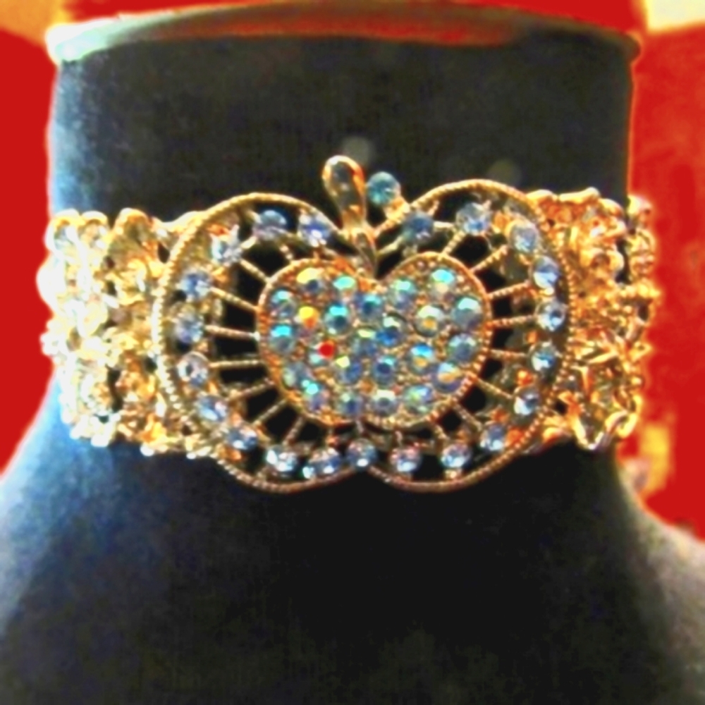 🔹💠🔹 Precious Hand Crafted Pastel Blue Apple Rhinestone Hair Ponytail Band